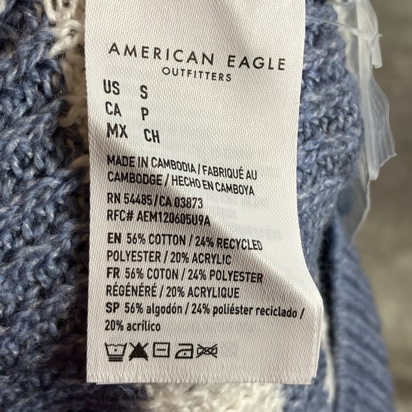 American Eagle Sweater‎ Womens Size Small Blue White Striped Collared Preppy - Picture 8 of 10